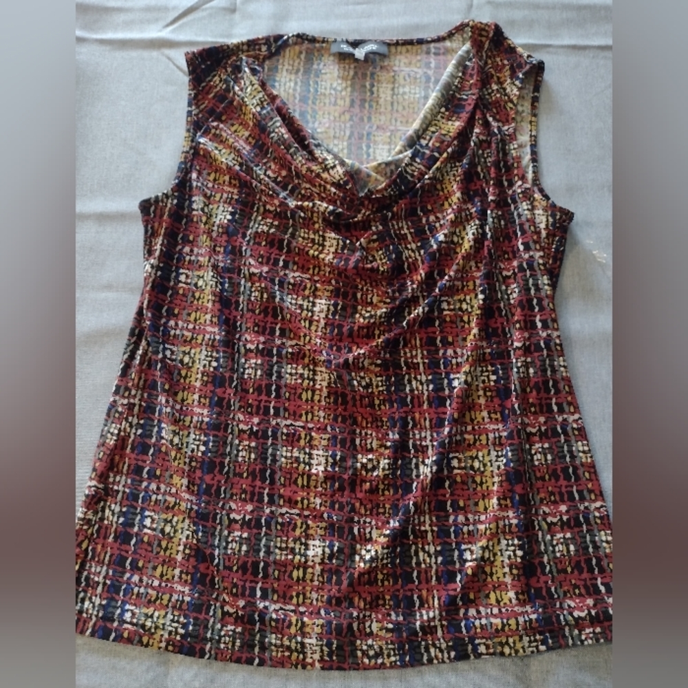 Red sleeveless blouse